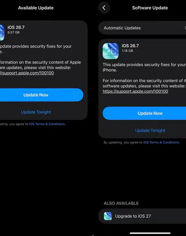 iOS 26.7 Güncellemesi Yayınlandı!