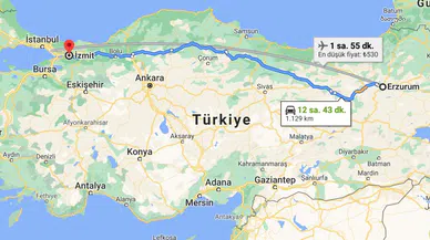 Erzurum Kocaeli Kaç KM Kaç Saat?