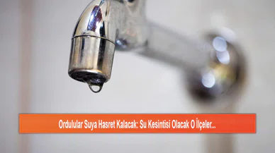 Ordulular Suya Hasret Kalacak: Su Kesintisi Olacak O İlçeler...