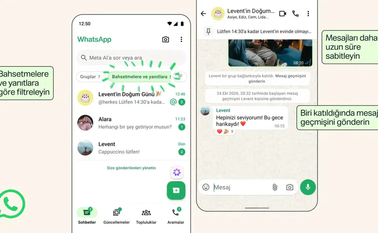 WhatsApp Grup Sohbetlerine Yeni Özellikler Eklendi